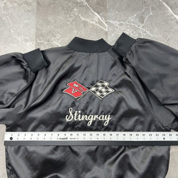 Vintage Corvette Stingray Jacket Mens Large Racing Embroidered Lined Windbreaker - Picture 9 of 11